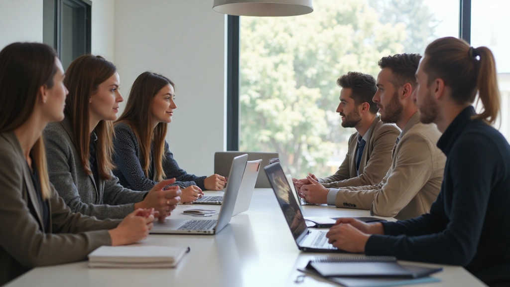 Učebňa s pokročilými študentami počas interaktívnej diskusie o jazykových témach