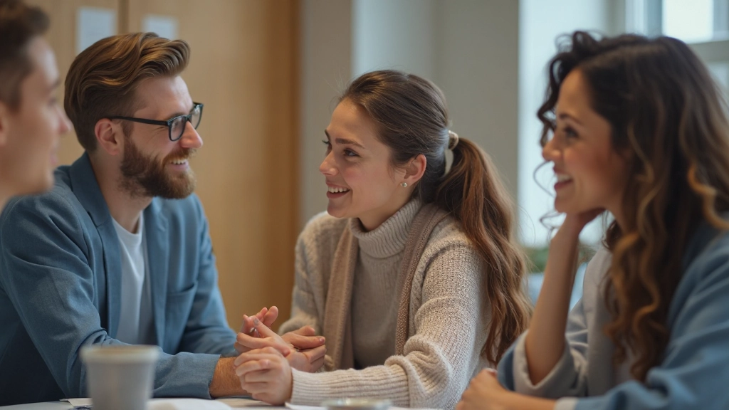 Skupina študentov diskutuje a komunikuje v jazykovej diskusnej skupine